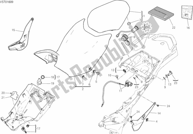 Todas as partes de Assento do Ducati Multistrada 950 SW USA 2018